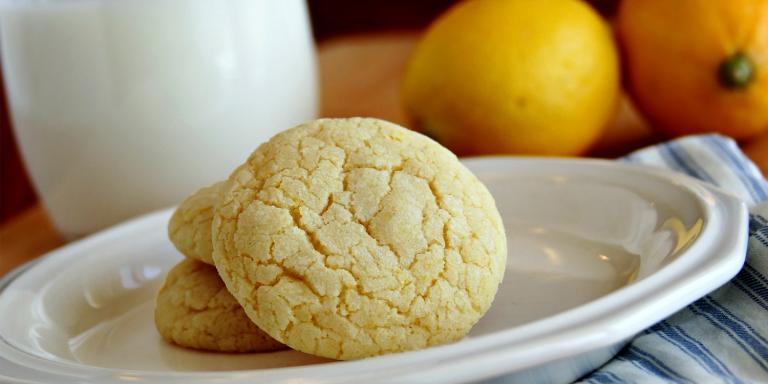 Lemon-Almond Drop Cookies a plate of lemon cookies