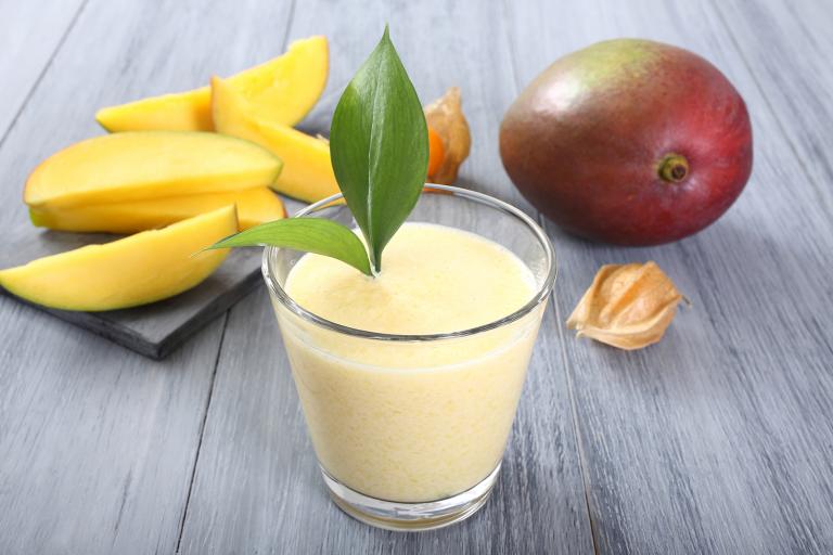 Mango Mood Enhancer a glass of fresh mango smoothie