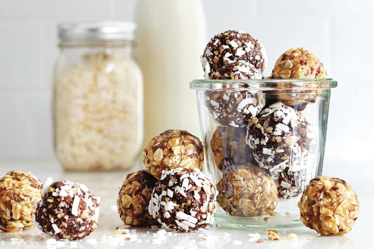 School-Safe Chocolate Snack Balls A jar of chocolate snack balls